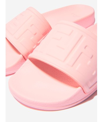 Fendi Girls Logo Embossed Sliders brillant des détails fins