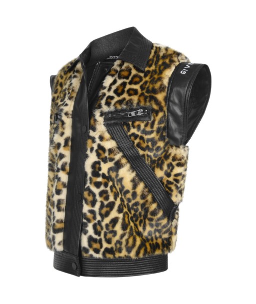 Givenchy Girls Black Leopard Faux Fur Gilet Dans la société mordern