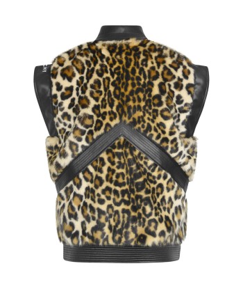 Givenchy Girls Black Leopard Faux Fur Gilet Dans la société mordern