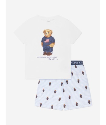 Ralph Lauren Boys Bear T-Shirt And Shorts Pyjama Set in White Les êtres humains sont 