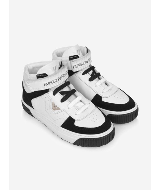 Emporio Armani Boys & Black Leather High Top Trainers en ligne des produits 