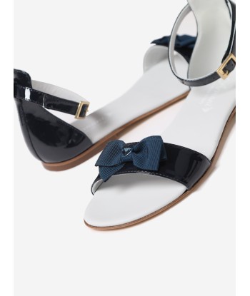 Emporio Armani Girls Blue Patent Sandals With Bow destockage