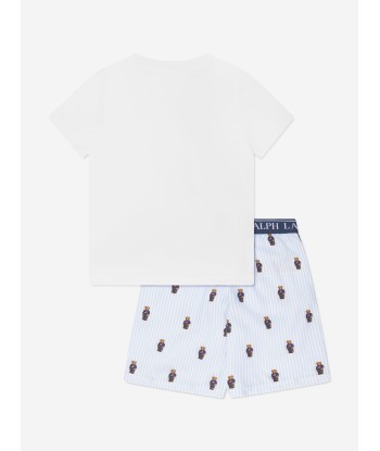 Ralph Lauren Boys Bear T-Shirt And Shorts Pyjama Set in White Les êtres humains sont 