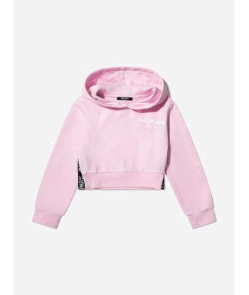 Balmain Girls Cotton Cropped Hoodie outlet