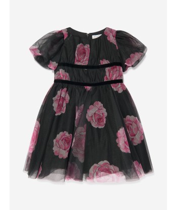 Monnalisa Girls Tulle Flower Print Dress in Black Comparez et commandez 