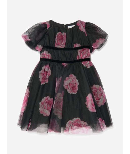 Monnalisa Girls Tulle Flower Print Dress in Black Comparez et commandez 