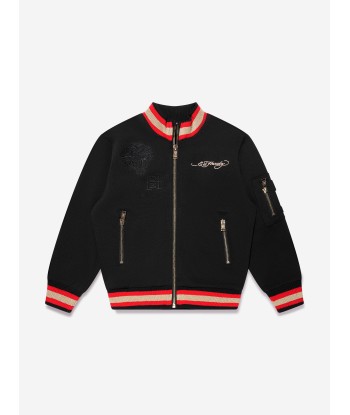 ED Hardy Boys Gold Label Bomber Jacket in Black Les êtres humains sont 