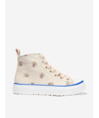 Bonpoint Girls Cotton Canvas Floral High Top Trainers Jusqu'à 80% De Réduction