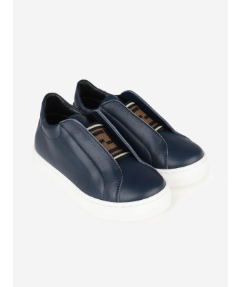 Fendi Blue Leather Slip On Trainers l'achat 