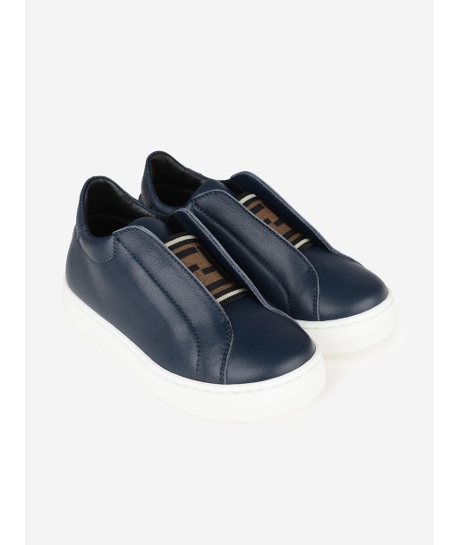 Fendi Blue Leather Slip On Trainers l'achat 