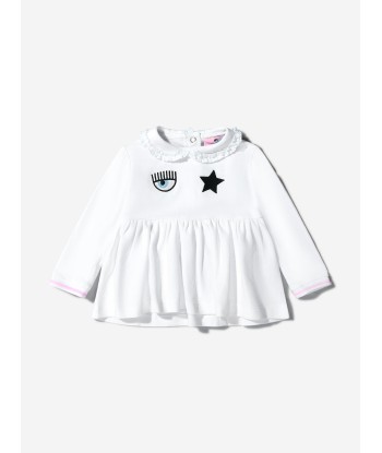 Chiara Ferragni Baby Girls Cotton Layered Eyestar Babygrow en stock