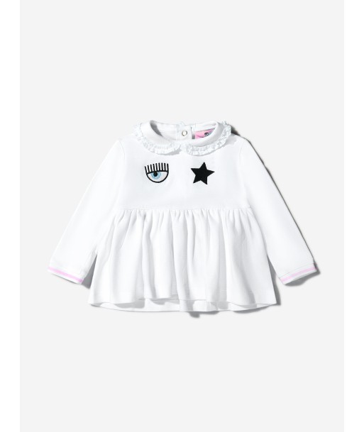 Chiara Ferragni Baby Girls Cotton Layered Eyestar Babygrow en stock