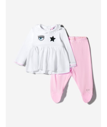 Chiara Ferragni Baby Girls Cotton Layered Eyestar Babygrow en stock