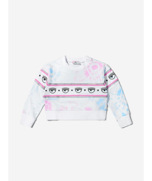 Chiara Ferragni Girls Cotton Tie-Dye Logo Sweatshirt pas cher