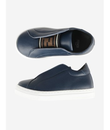 Fendi Blue Leather Slip On Trainers l'achat 