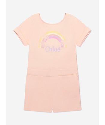 Chloé Girls Cotton Logo Playsuit Paris Déstockage Promo