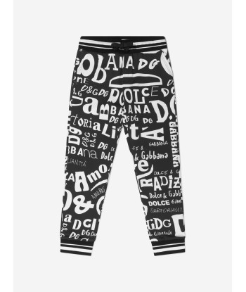 Dolce & Gabbana Boys Black Cotton Lettering Joggers Par le système avancé 