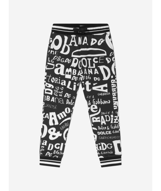 Dolce & Gabbana Boys Black Cotton Lettering Joggers Par le système avancé 