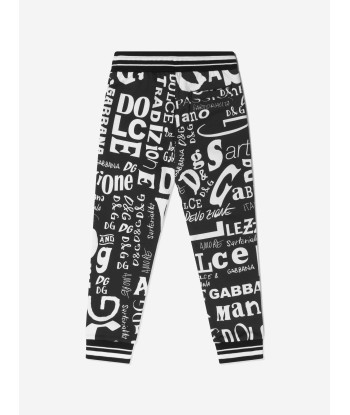 Dolce & Gabbana Boys Black Cotton Lettering Joggers Par le système avancé 