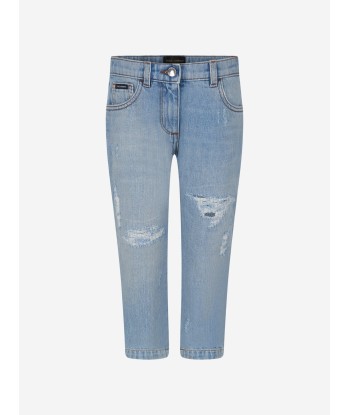 Dolce & Gabbana Girls Light Distressed Denim Jeans français