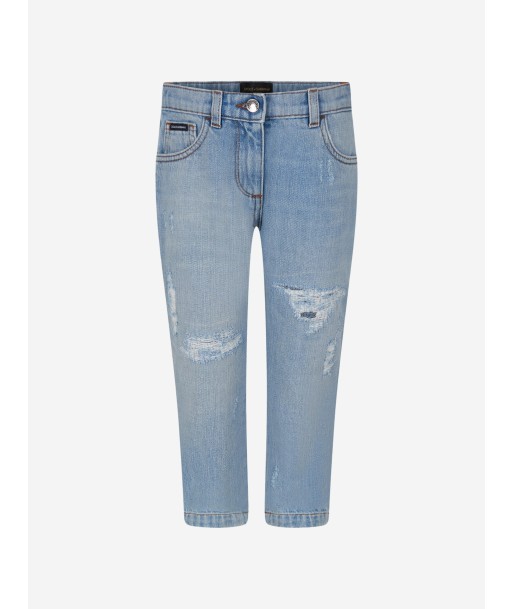 Dolce & Gabbana Girls Light Distressed Denim Jeans français