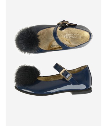 Monnalisa Patent Leather Shoes With Fur Pom Pom Voir les baskets