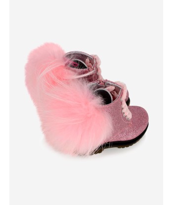 Monnalisa Glitter Pom Pom Boots destockage