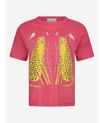 Gucci Girls Cotton Feline Print T-Shirt les ctes