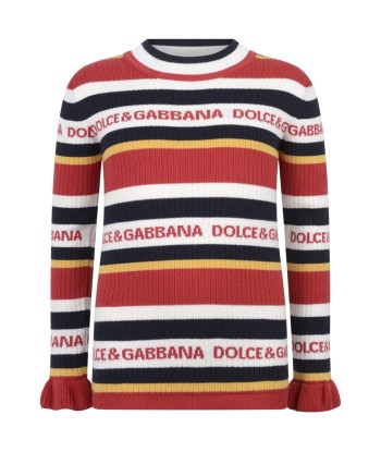 Dolce & Gabbana Girls Striped Turtleneck Sweater de pas cher