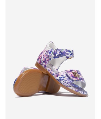 Dolce & Gabbana Girls Leather Wisteria Print Sandals Pour