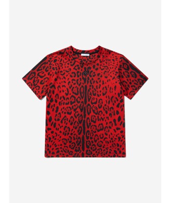 Dolce & Gabbana Boys Cotton Leopard Print T-Shirt Faites des économies