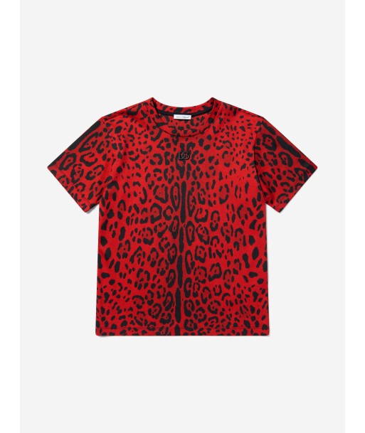 Dolce & Gabbana Boys Cotton Leopard Print T-Shirt Faites des économies