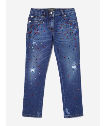 Dolce & Gabbana Girls Cotton Worn Look Embellished Jeans Comment ça marche