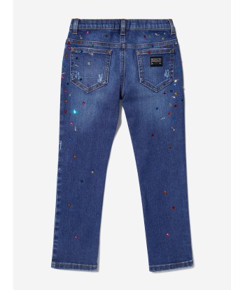 Dolce & Gabbana Girls Cotton Worn Look Embellished Jeans Comment ça marche