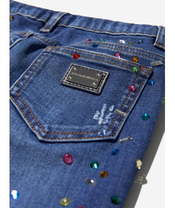 Dolce & Gabbana Girls Cotton Worn Look Embellished Jeans Comment ça marche