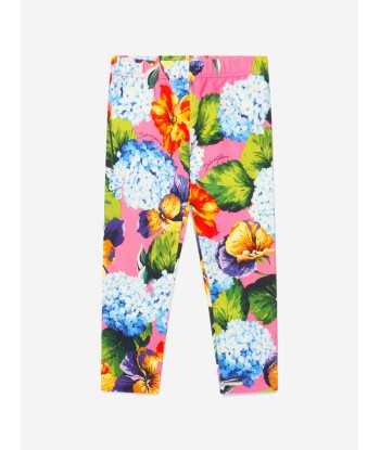 Dolce & Gabbana Girls Cotton Hydrangea Print Leggings rembourrage situé sous