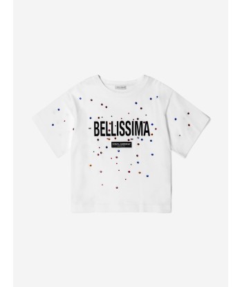 Dolce & Gabbana Girls Cotton Embellished Bellissima T-Shirt Amélioration de cerveau avec