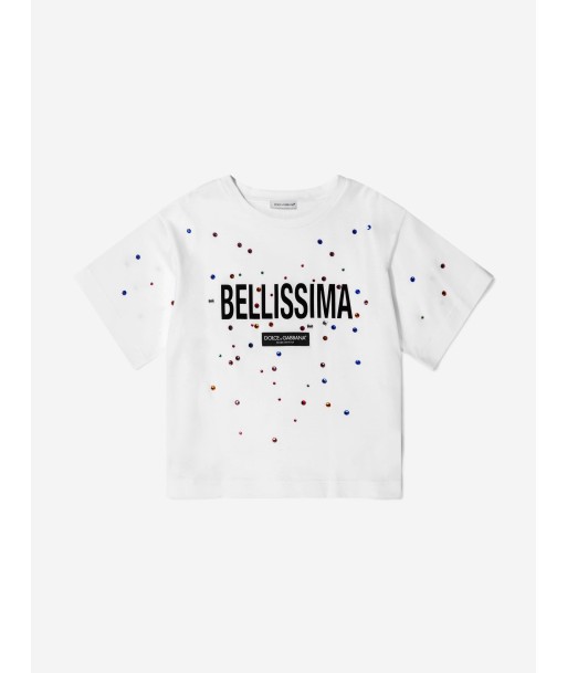 Dolce & Gabbana Girls Cotton Embellished Bellissima T-Shirt Amélioration de cerveau avec