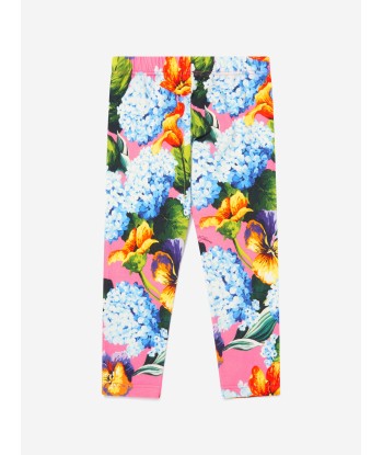 Dolce & Gabbana Girls Cotton Hydrangea Print Leggings rembourrage situé sous