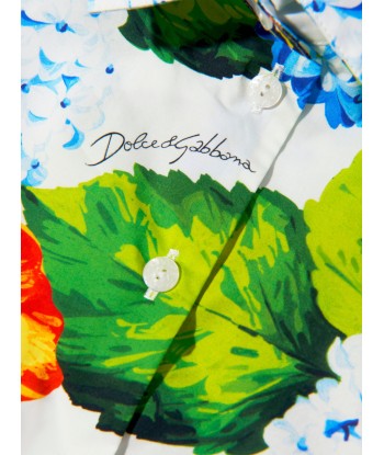 Dolce & Gabbana Girls Cotton Hydrangea Tie Front Shirt solde