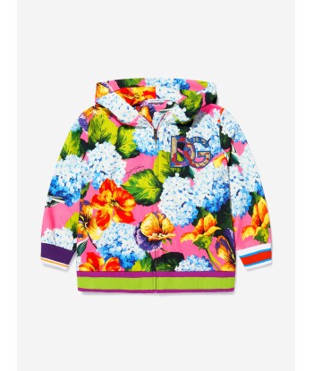 Dolce & Gabbana Girls Cotton Hydrangea Print Zip Up Top pas cheres