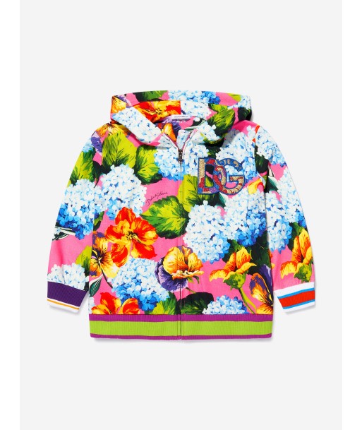 Dolce & Gabbana Girls Cotton Hydrangea Print Zip Up Top pas cheres