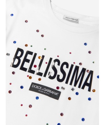 Dolce & Gabbana Girls Cotton Embellished Bellissima T-Shirt Amélioration de cerveau avec