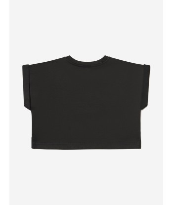 Dolce & Gabbana Girls Cotton Cropped Embellished Logo T-Shirt en stock