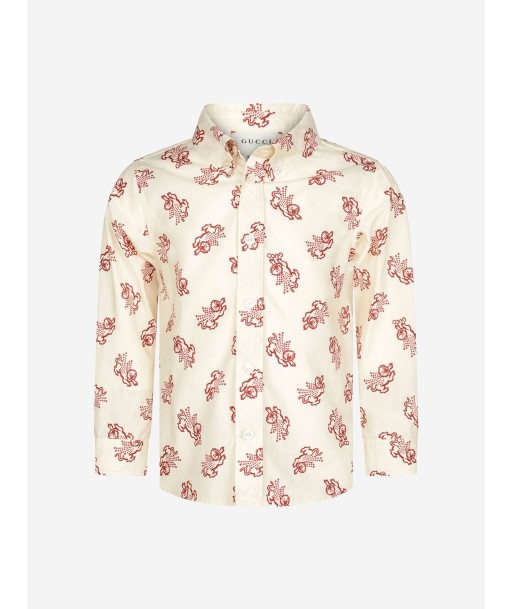 Gucci Baby Boys Beige Popeline Printed Shirt Venez acheter