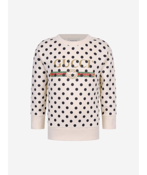 GUCCI Kid Cotton Polka Dots Vintage Logo Sweatshirt destockage