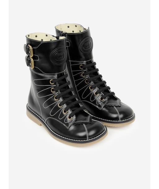 Gucci Girls Leather Lace Up Boots pas chere