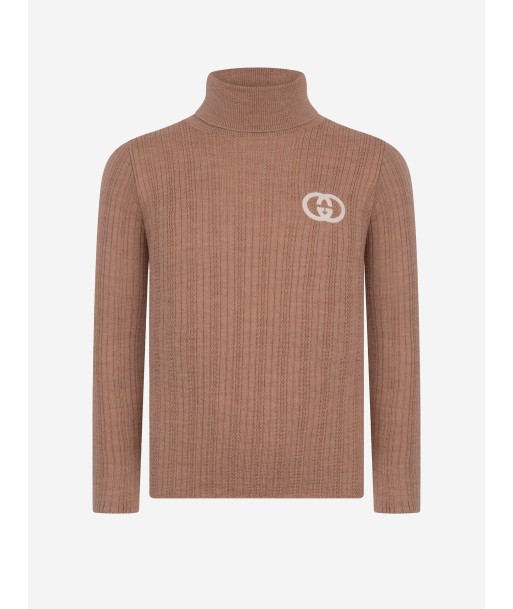 Gucci Kids Beige Wool Turtle Neck Jumper meilleur choix