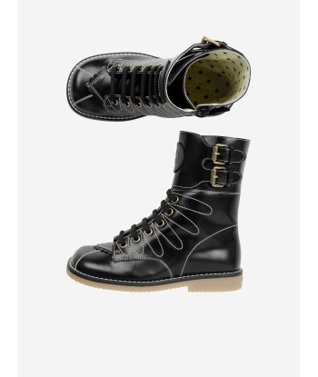 Gucci Girls Leather Lace Up Boots pas chere