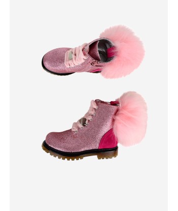 Monnalisa Glitter Pom Pom Boots destockage